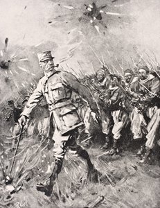 Major Jean-Baptiste Marchand, Pipe in Mouth, Cane in Hand, Leads Zouave and Moroccan Units Against German Enemy Western Front 1915, from 